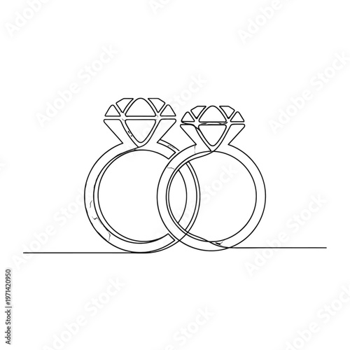 Two diamond rings are intertwined on a simple line
