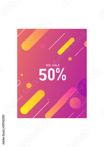  Cartel promocional con texto de gran descuento en estilo vibrante.
