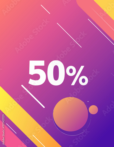  Banner colorido con texto de descuento en estilo dinámico.
