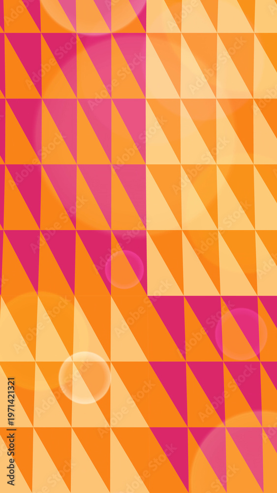 Obraz premium Motion hard mesh 4k Vertical Vibrant Geometric Pattern with Orange Pink Triangles and Soft Bokeh Lights Motion Vertical Abstract Background