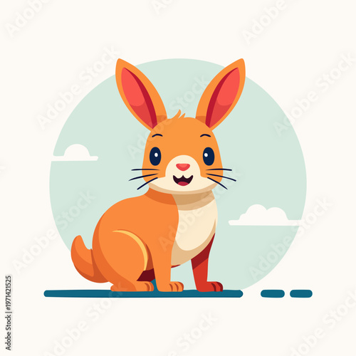 Cute orange rabbit character illustration in a flat cartoon style