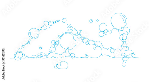 Light soap suds and bubbles arranged as a simple vector line background.