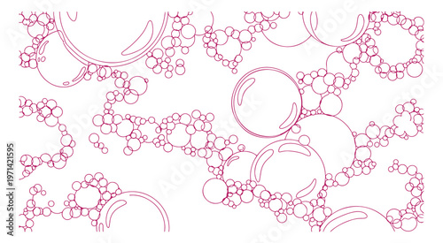 Minimal vector illustration of bubbly soap foam with a clean transparent outline pattern.