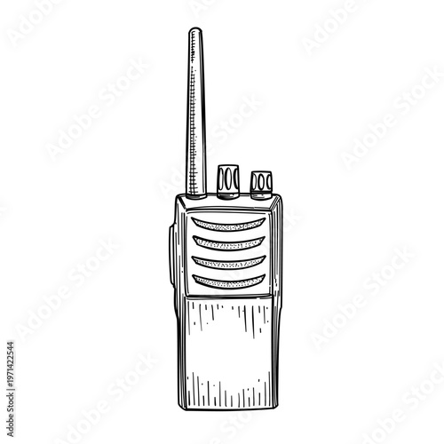 walkie talkie vector line art hand drawn illustration