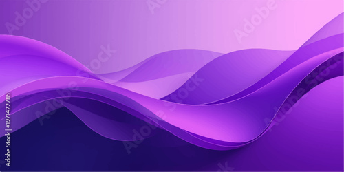 An abstract purple wave design features flowing violet and pink gradient lines and curved light shapes to create a modern motion texture vector illustration backdrop
