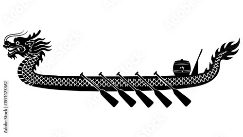 Dragon boat silhouette vector for Chinese traditional festival sports competition