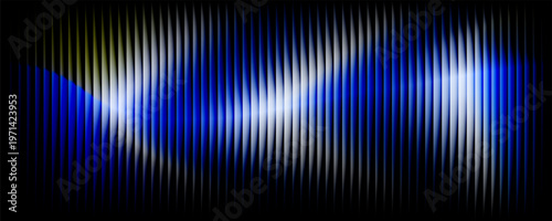 deep blue ribbed glass texture with wave lighting and soft vertical gradients on dark background, abstract futuristic design ideal for digital interfaces, branding, and tech visuals