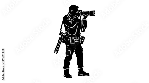 Soldier Aiming Rifle Silhouette Profile.