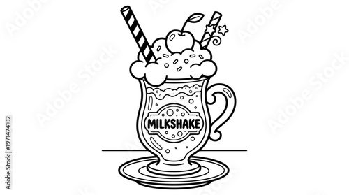 Milkshake with ice cream topping.