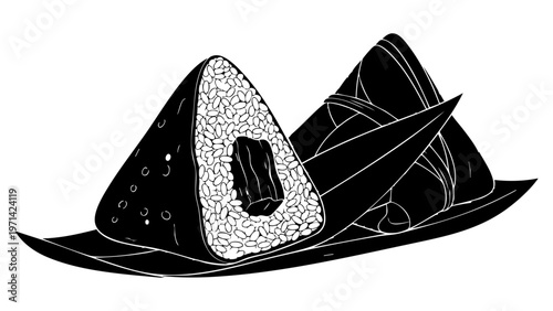 Traditional Chinese Zongzi Rice Dumpling Dragon Boat Festival Food Illustration