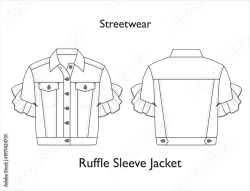 Woman Ruffle Sleeve Streetwear Jacket