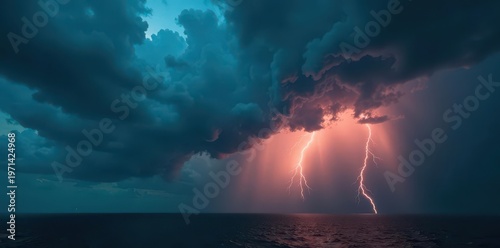 Impending storm, dark clouds gather, turbulent sky , intense, natural disaster