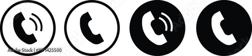 Ringing phone icon set. Call and contact symbols. Smart phone symbols. Alert sign. Communication sign. Incoming call and mobile design