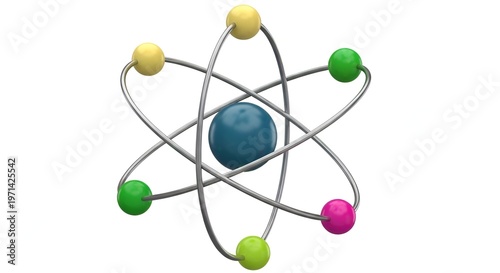 colorful atom model with electrons and nucleus