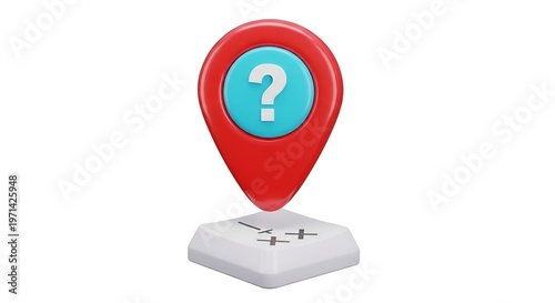 3D question mark map pin on GPS device