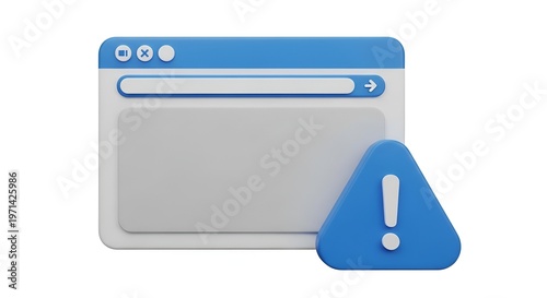 Warning sign on a computer browser window, alert symbol
