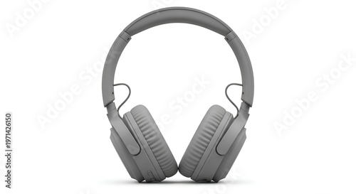 Gray wireless headphones on white background