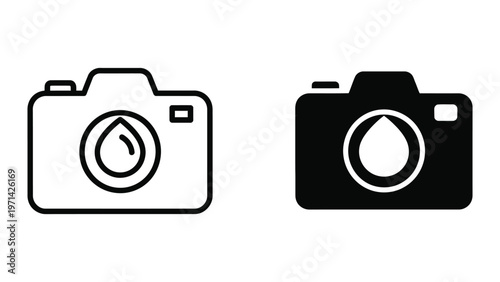 Contrasting styles of camera icons in monochrome design