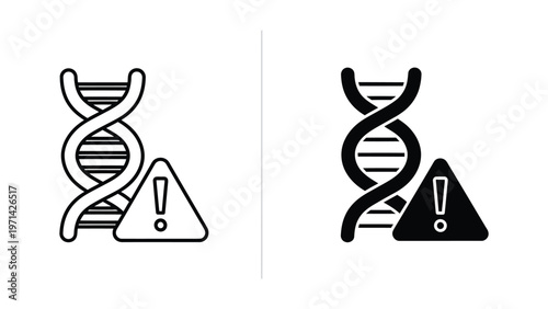 Contrast of genetic structure with warning symbols in different styles