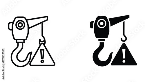 Safety warning for improper hook and load attachment on cranes