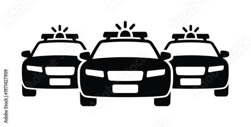 Police car icon vector black silhouette symbol for police force vehicle fleet law enforcement isolated flat design