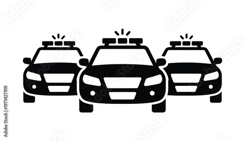 Police car icon vector black silhouette symbol for police force vehicle fleet law enforcement isolated design