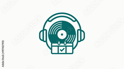 Turquoise DJ Icon on White Background