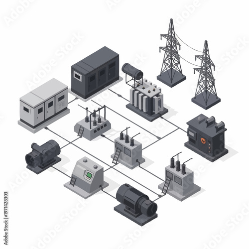 Electrical Power Generation and Distribution System Diagram.