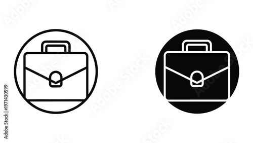 Contrasting icons of a briefcase in positive and negative color schemes
