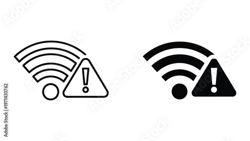 Wi-fi signal icons with warning symbols indicating connectivity issues or alerts