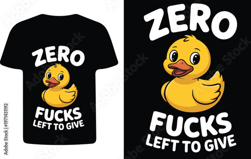 Black t shirt mockup featuring a duck with a humorous message