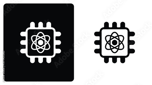Quantum computing icon flat vector design simple illustration for technology science data processing concept