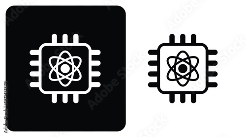 Quantum computing icon flat vector simple illustration design for technology science data analysis digital concept