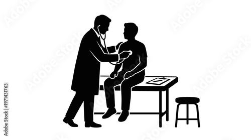 Doctor examining a male patient.