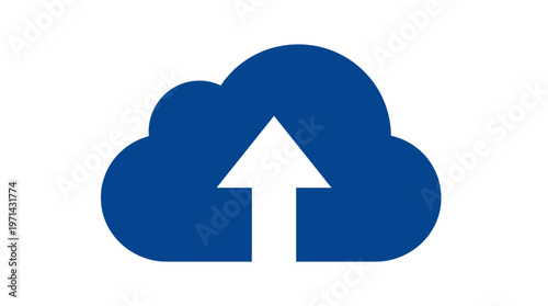 Cloud Up Arrow Icon Symbol for Data Upload and Cloud Storage on Isolated White Background