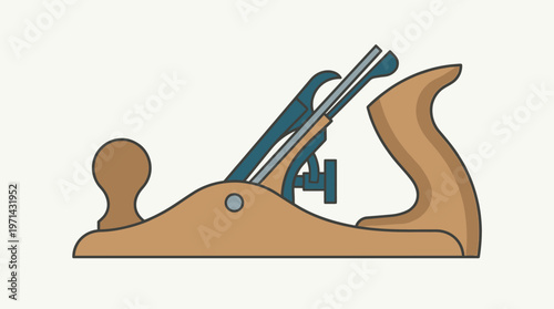Traditional wood hand planer tool for woodworking, in bright studio.