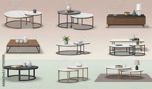 Modern Coffee Table and Side Table Collection for Living Room Interior Design