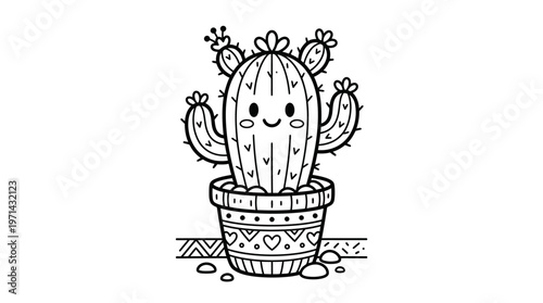 Cactus in a decorative pot smiling.