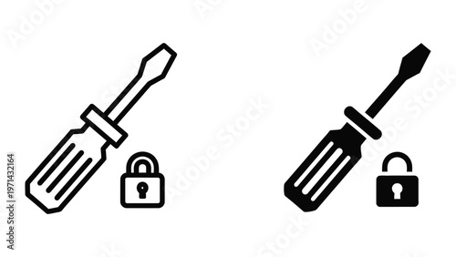 Screwdrivers and padlocks symbolizing security and access tools