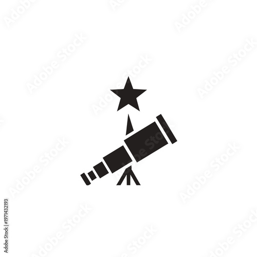 Telescope and star icon astronomy science and observation concept