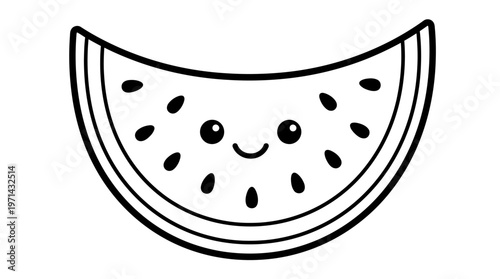 Smiling Watermelon Slice Cartoon Character.