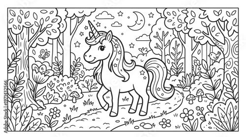 A cartoon unicorn with a horn.