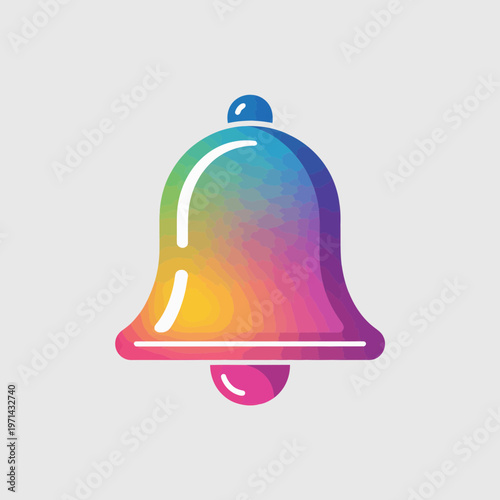 Rainbow bell icon vector illustration colorful gradient shiny white background