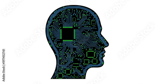 Circuit Board Human Head Profile.
