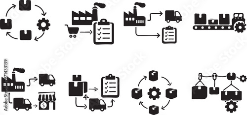 shopping cart ecommerce icon set collection, online retail symbols minimal design pack, shopping store icons ecommerce symbol set
