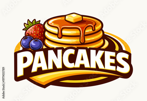 Pancake logo vector illustration template. Simple design letter delicious dessert
