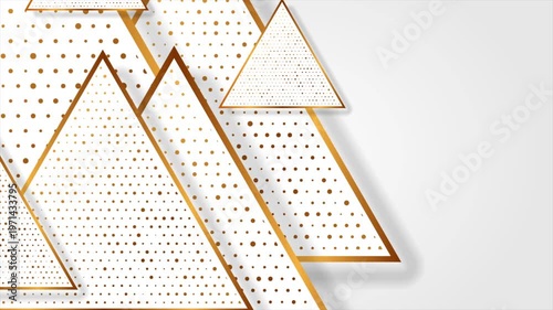Golden Triangles and Shiny Dots on Grey Background Luxury Geometric Motion Design Loop 4K