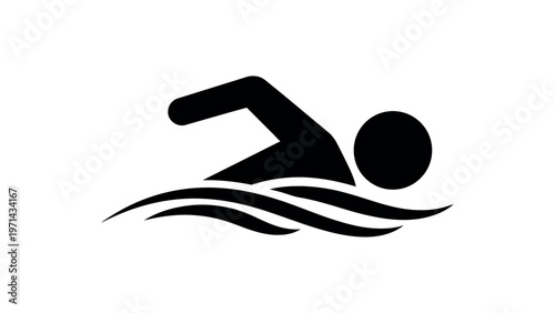 Black swimming person on white background