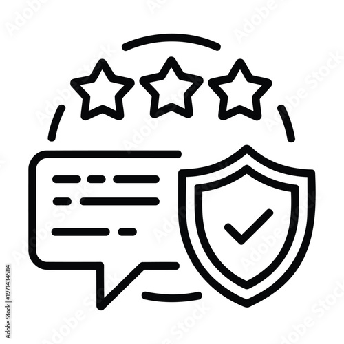 customer reputation rating shield and stars line icon eps showing trust review feedback and brand credibility in clean outline design