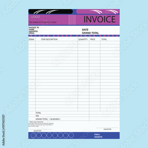 A simple modern editable invoice design template